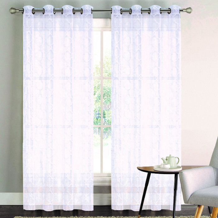 Charlton Home Keely Lacey Extra Wide Window Damask Semi Sheer