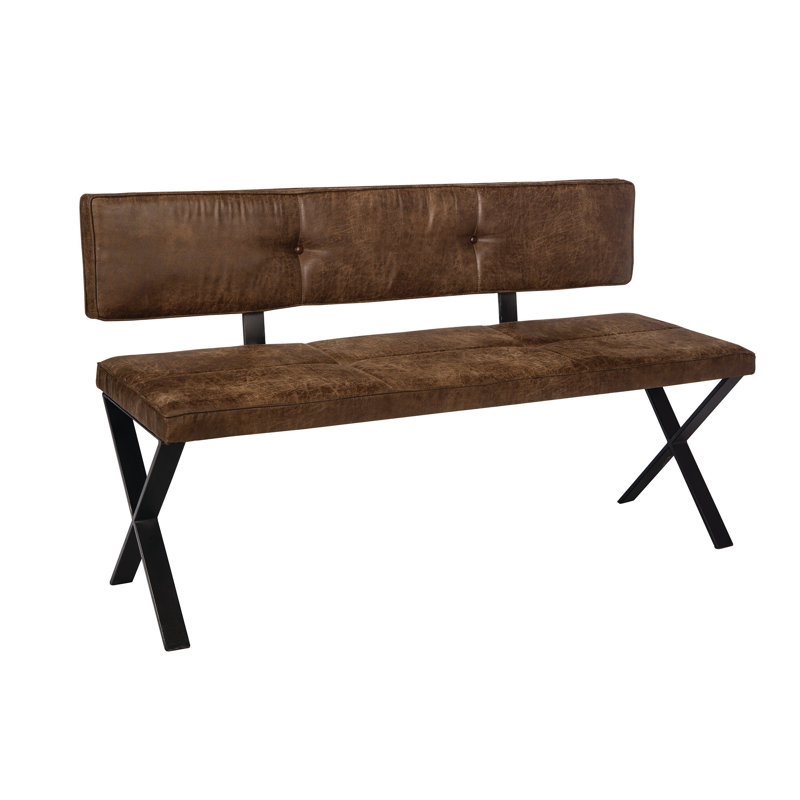 17 Stories Conco Dining Bench Vintage Brown And Dark Gunmetal