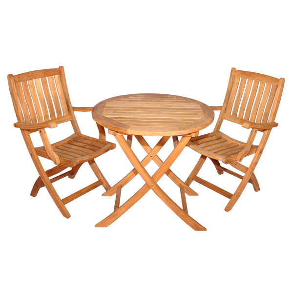 Bullock 3 Piece Teak Dining Set by Highland Dunes