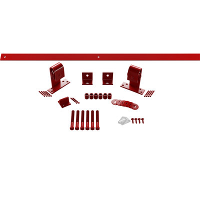Premium JTop Mount Standard Single Barn Door Hardware Kit Goldberg Brothers Inc Finish Regal Red Track Length 84 in