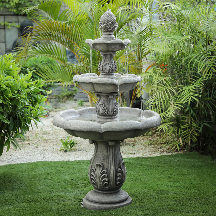 One Allium Way Gurdon Resin Pineapple Three Tier Outdoor Fountain Reviews Wayfair