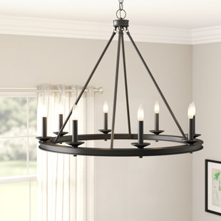 Poynor 8 Light Candle Style Wagon Wheel Chandelier Poynor 8 Light Candle Style Wagon Wheel Chandelier