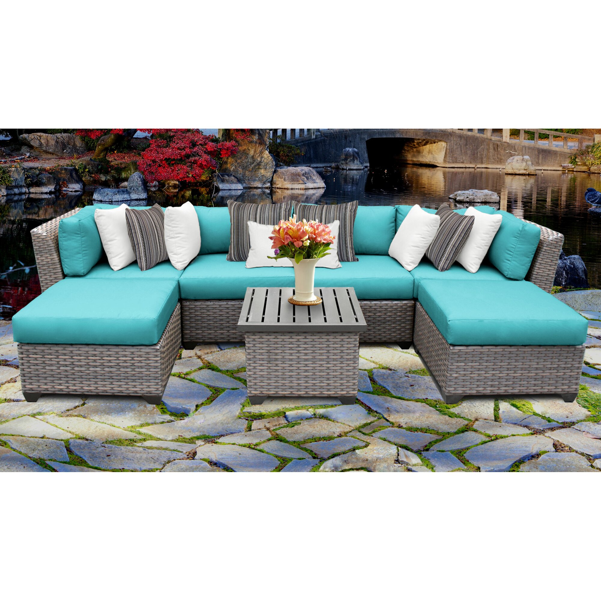 Caden 7 Piece Sectional Seating Group with Cushions