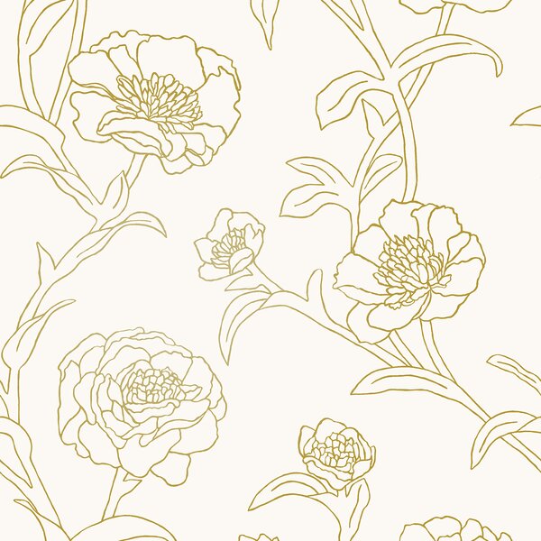 Tempaper® Peonies Self-Adhesive, Removable Floral and Botanical Foiled Panel Wallpaper by Tempaper