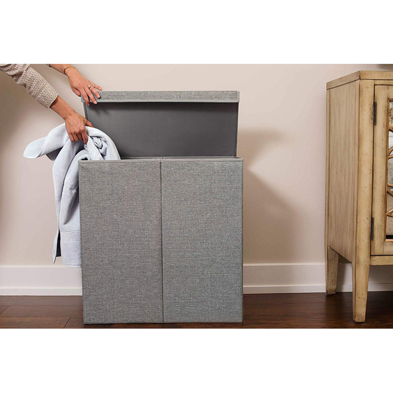 double laundry hamper with lid