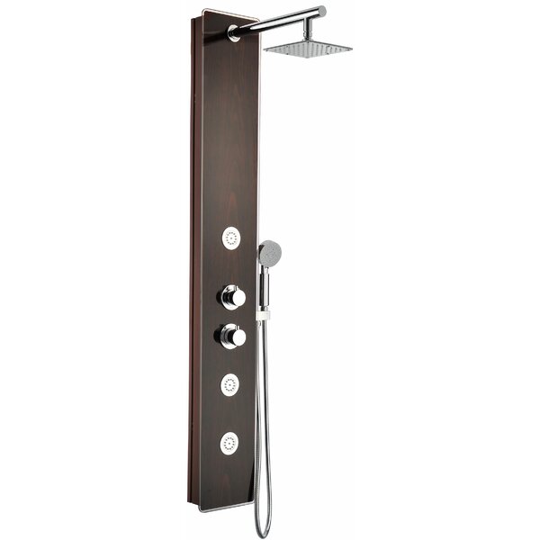 Full Body Shower Panel System with Heavy Rain Shower and Spray Wand in Mahogany Style Deco-Glass by ANZZI