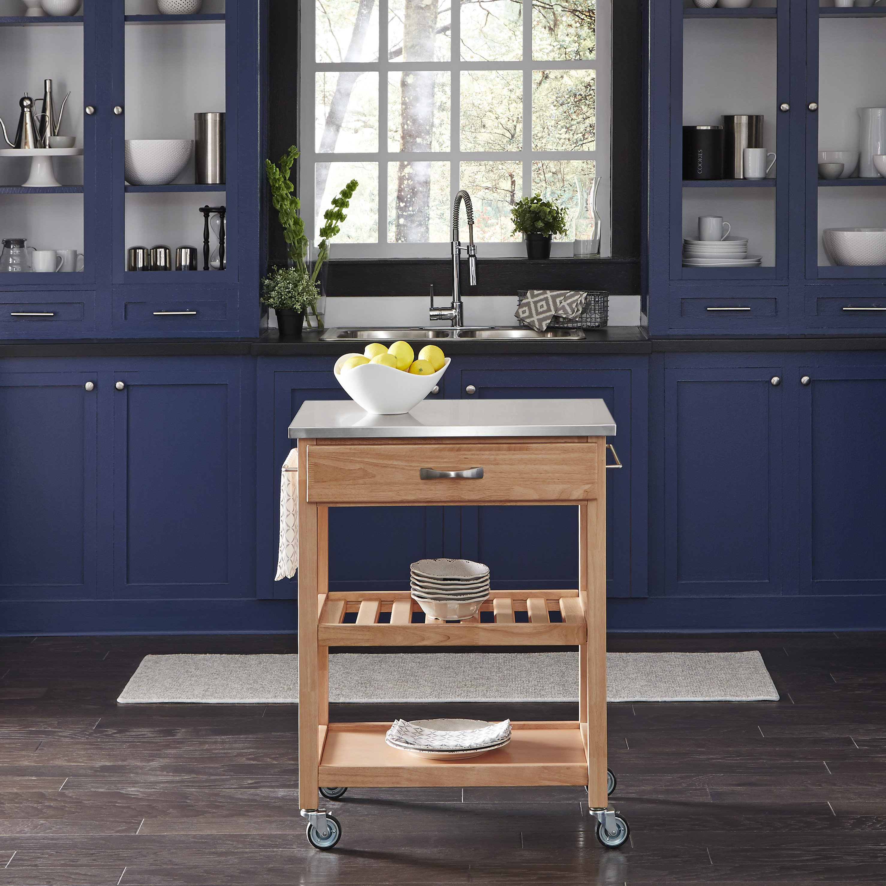 Winston Porter Erving Kitchen Cart With Stainless Steel Top Wayfair
