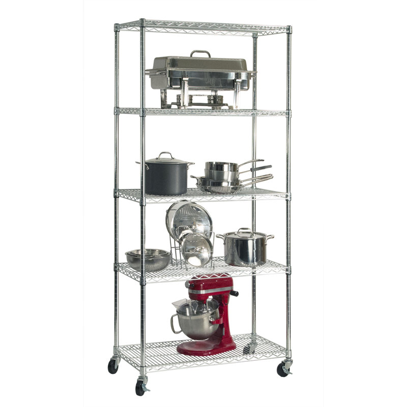 Seville Classics UltraZinc NSF 5Tier Steel Wire Shelving with Wheels