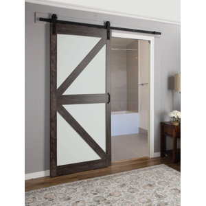 Continental Frosted Glass 1 Panel Ironage Laminate Interior Barn Door