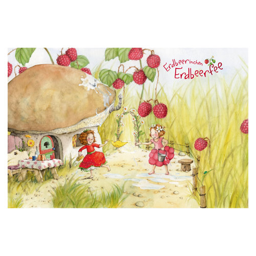 Evie the Strawberry Fairy - Under the Raspberry Bush 3.2m x 4.8m Textured Matt Peel & Stick Wall Mural East Urban Home