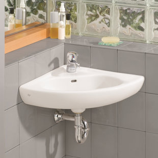 Small Corner Bathroom Sink Wayfair Vitreous China 23 Corner Bathroom Sink With Overflow