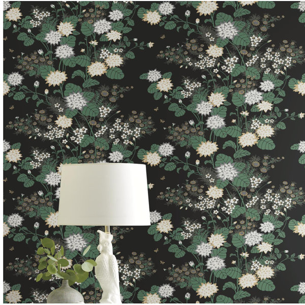 York Wallcoverings Chinese Floral 27' L x 27" W Wallpaper ...