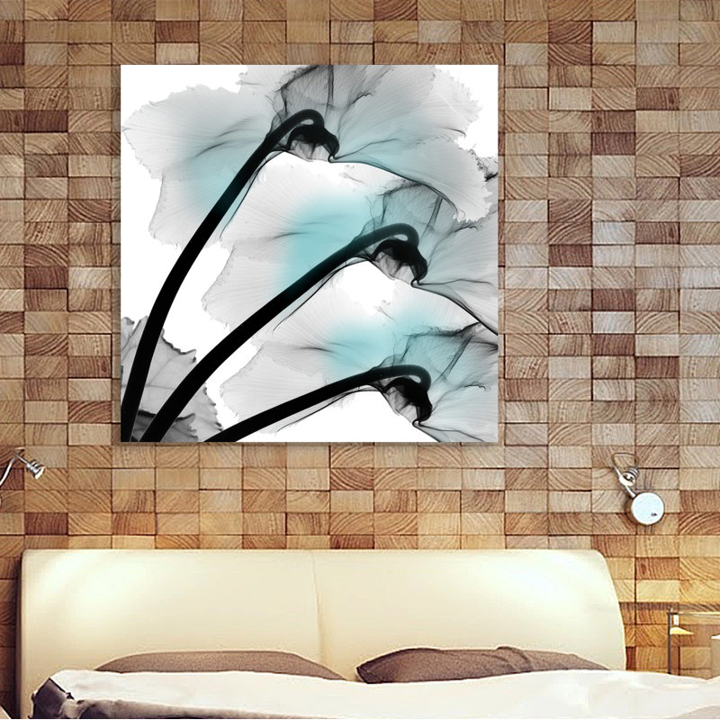 Ebern Designs Teal Luster Cyclamen Graphic Art Print On Wrapped