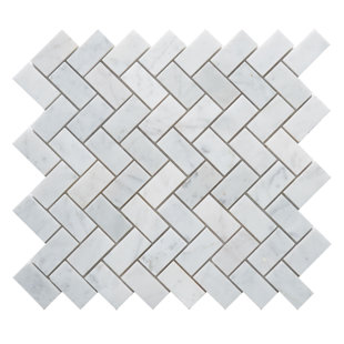 Herringbone Marble Tile You Ll Love Wayfair Carrara Herringbone 1 X 2 Marble Mosaic Tile In White