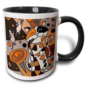 3drose Funny Calico Cat Playing Saxophone Abstract Art Coffee Mug Wayfair
