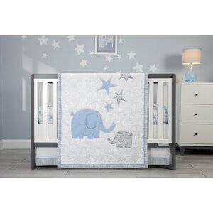 Elefant Blau 4 Piece Crib Bedding Set