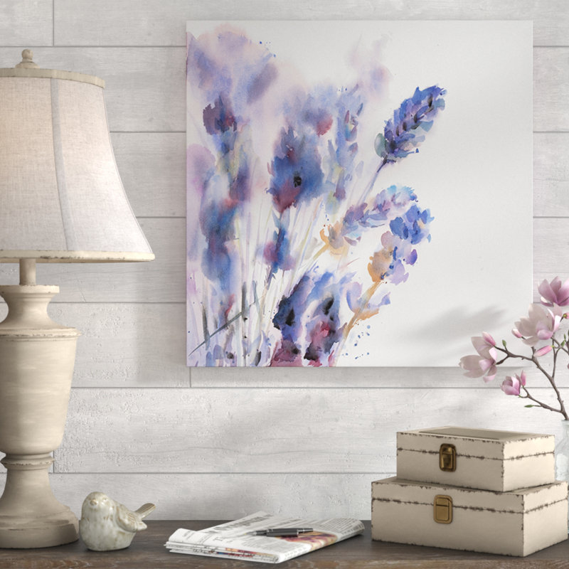 August Grove Lavender Flowers With Blur Effect Oil Painting