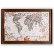 World Map Rustic Canvas Look Farmhouse CANVAS Wall Art Choose framed or unframed
