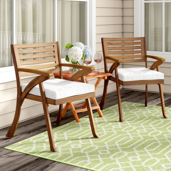 Coyne Patio Dining Chair with Cushion (Set of 2) by Beachcrest Home