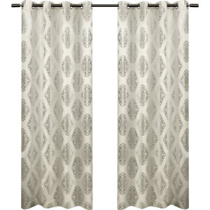 Augustus Damask Semi-Sheer Curtain Panels (Set of 2)
