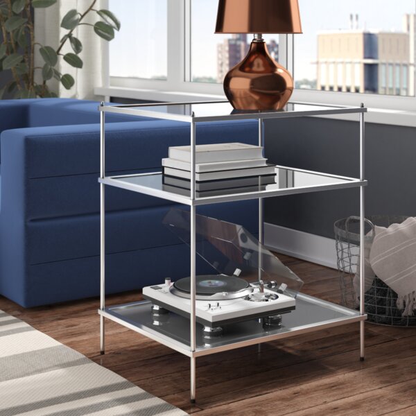 Busey 2 Shelves Glam Mirrored End Table by Latitude Run