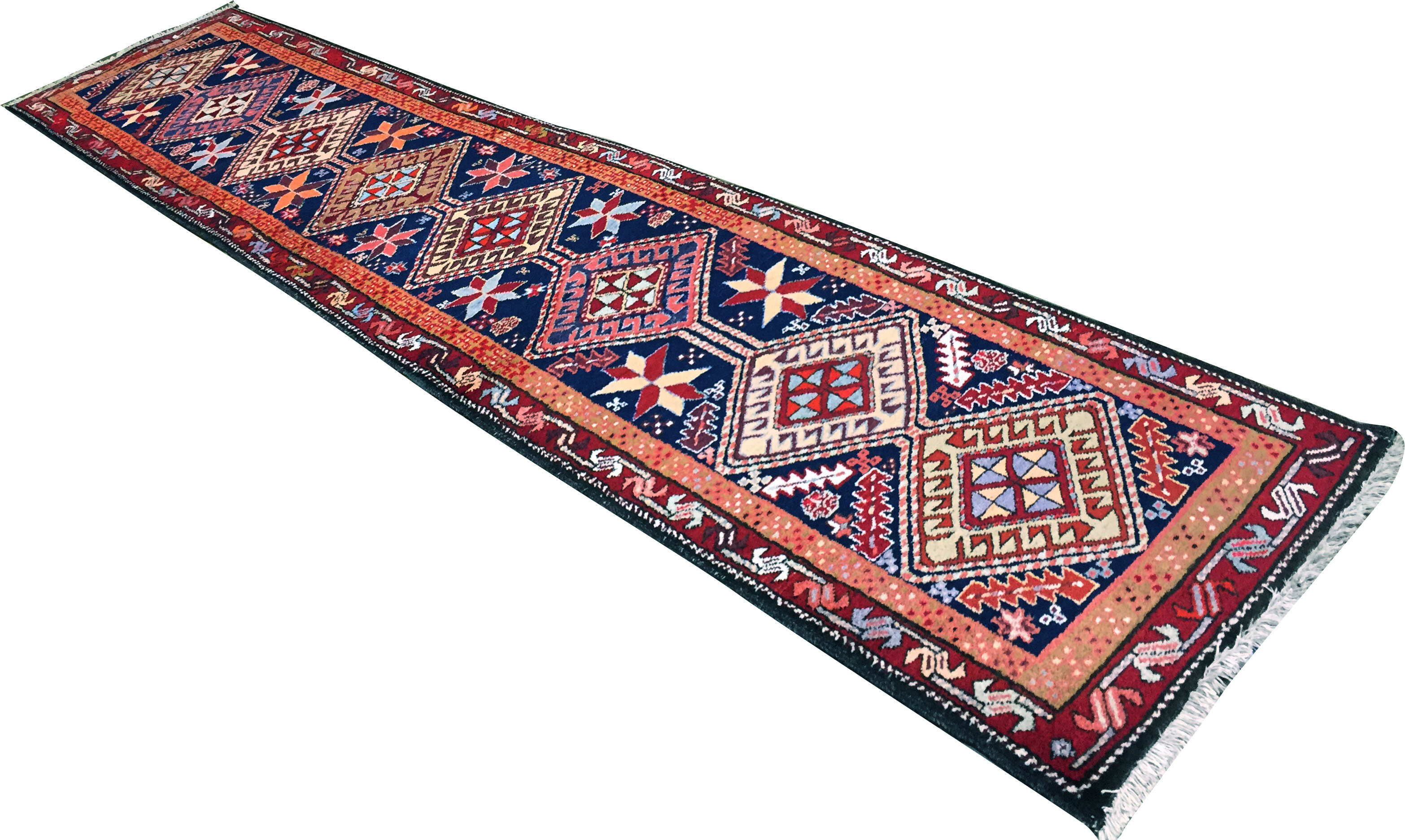 Wool Blue/Red Area Rug 