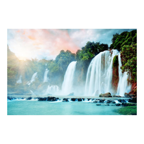 Waterfall Panorama 2.9m x 4.32m Textured Matte Peel & Stick Wall Mural East Urban Home