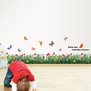 Colorful Butterflies Grass Wall Decal
