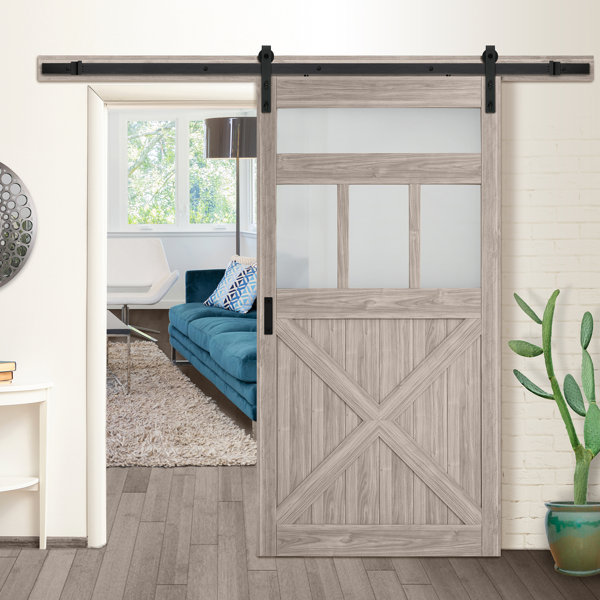 Frosted Glass Rustic Barn MDF Room Dividers Door by Erias Home Designs