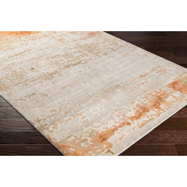 Laporte Hand-Knotted Beige/Orange Area Rug by Gracie Oaks