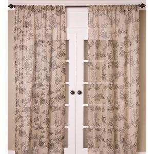 Toile Sheer Rod Pocket Single Curtain Panel