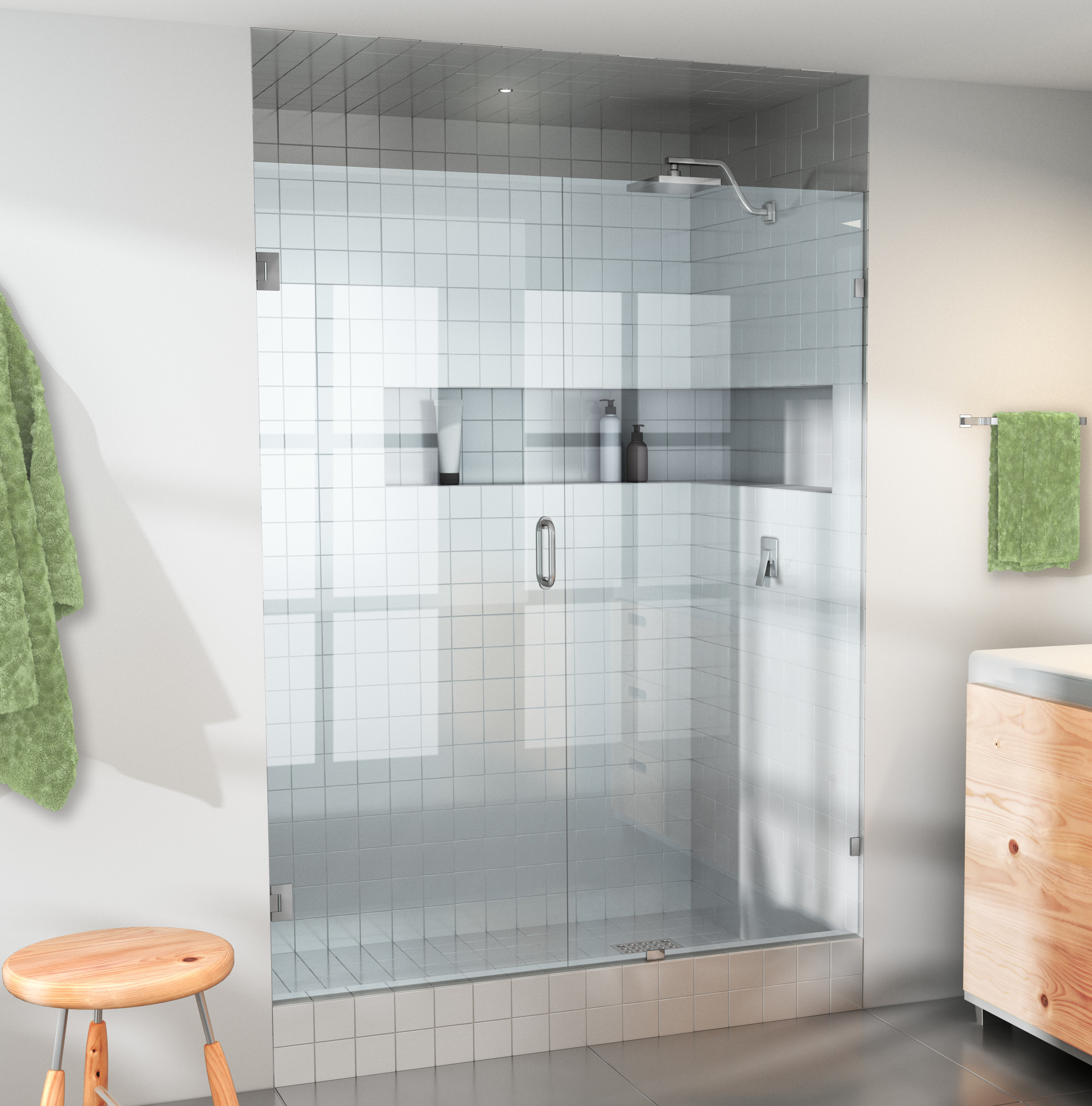 58 X 78 Hinged Frameless Shower Door Reviews Allmodern