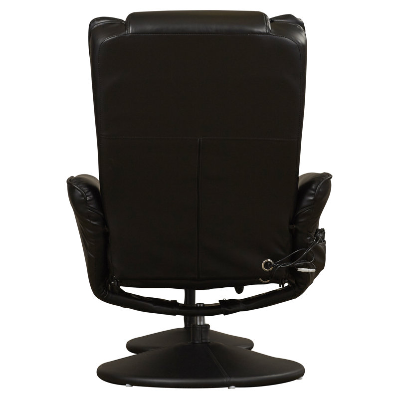 Alcott Hill Leather Heated Massage Recliner with Ottoman & Reviews