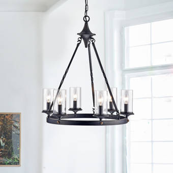 Janette 5 Light Shaded Wagon Wheel Chandelier Reviews Joss Main