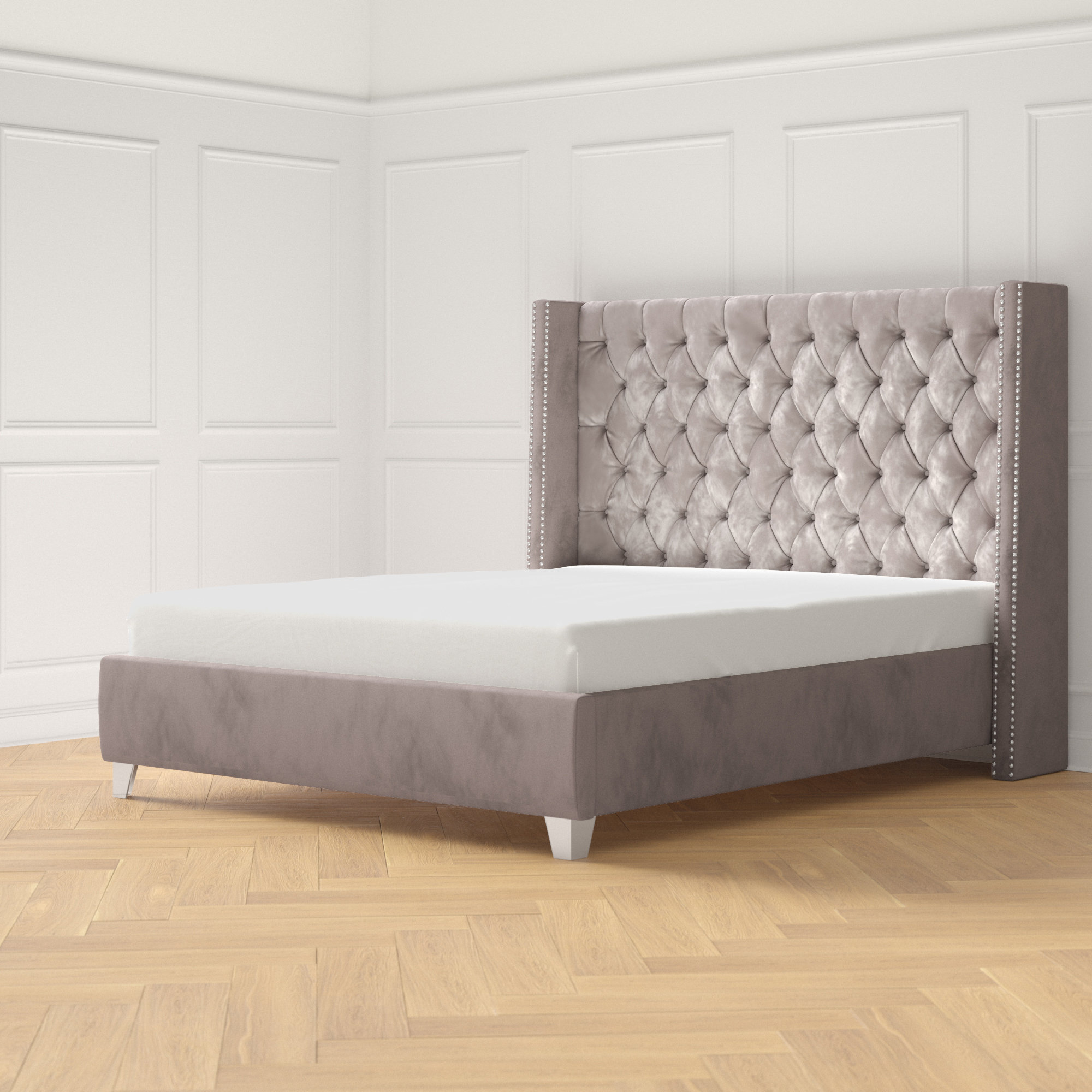 Dash Tufted Upholstered Low Profile Platform Bed