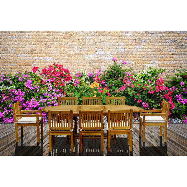 Elzas 9 Piece Teak Dining Set with Cushions by Chic Teak