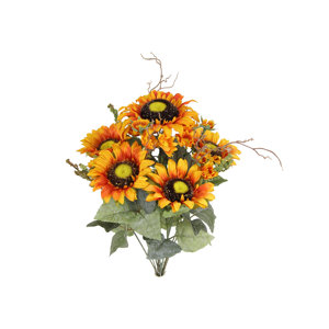 11 Stem Artificial Sunflower with Mini Berries Flower Bush
