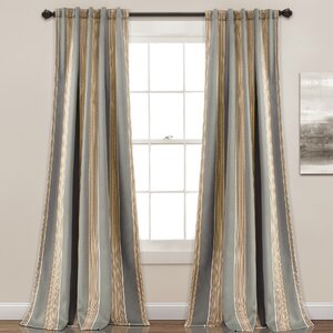 Leffler Striped Room Darkening Thermal Rod Pocket Curtain Panels (Set of 2)