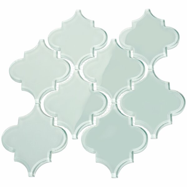 Water Jet 3.9 x 4.7 Glass Mosaic Tile in Baby Blue by Giorbello