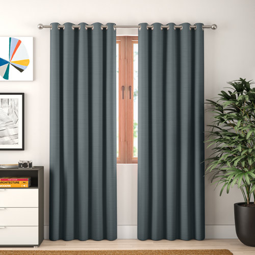 Essie Eyelet Blackout Thermal Curtains Zipcode Design Colour: Charcoal Grey, Panel Size: Width 115cm x Drop 229cm