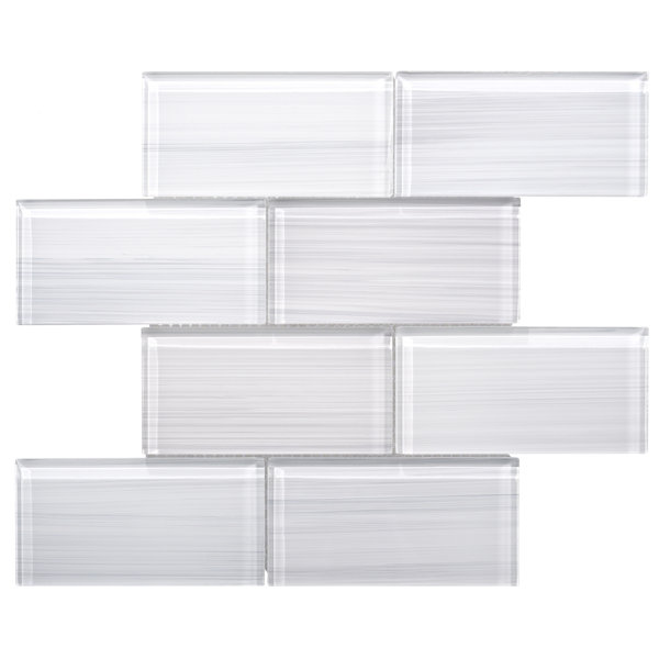 Premium 3 x 6 Hand Painted Glass Subway Tile in White by WS Tiles