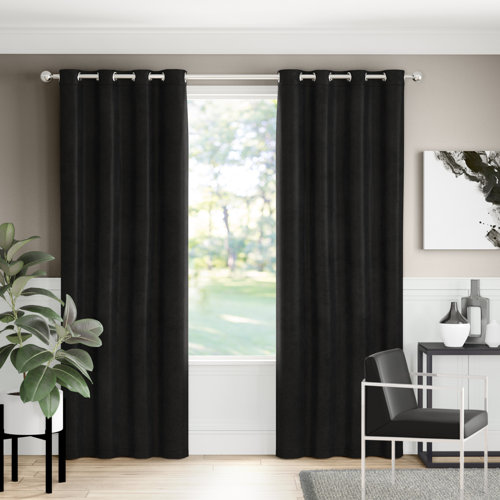 Eyelet Blackout Thermal Curtains Marlow Home Co. Colour: Silver Grey, Panel Size: 228 W x 228 D cm