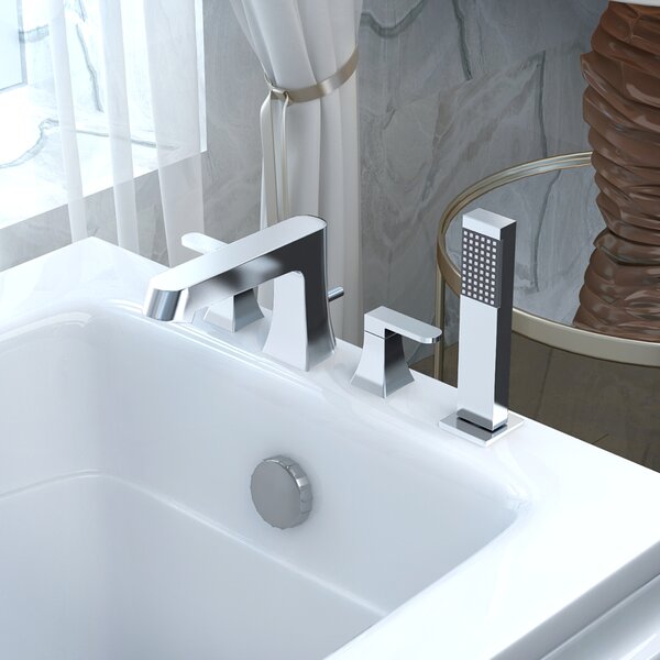 Cove Double Handle Deck Mount Roman Bathtub Faucet with Shower Wand by ANZZI