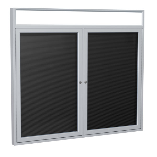 Ghent 2 Door Outdoor Enclosed Vinyl Letter Board with Satin Aluminum Illuminated Headliner Frame by Ghent| @ $824.99