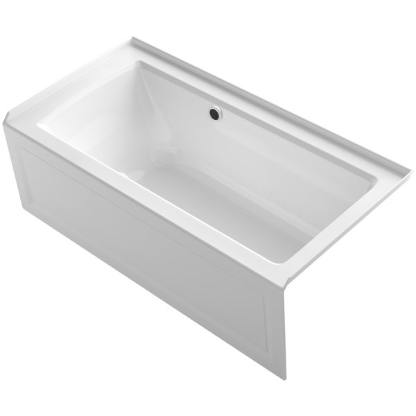 Archer Alcove BubbleMassage™ Air Bath with Integral Apron, Right-Hand Drain and Bask Heated Surface by Kohler