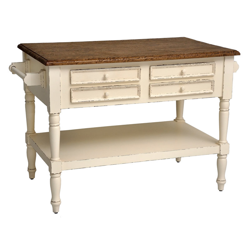 Brookstonval Kitchen Island with Wood Top