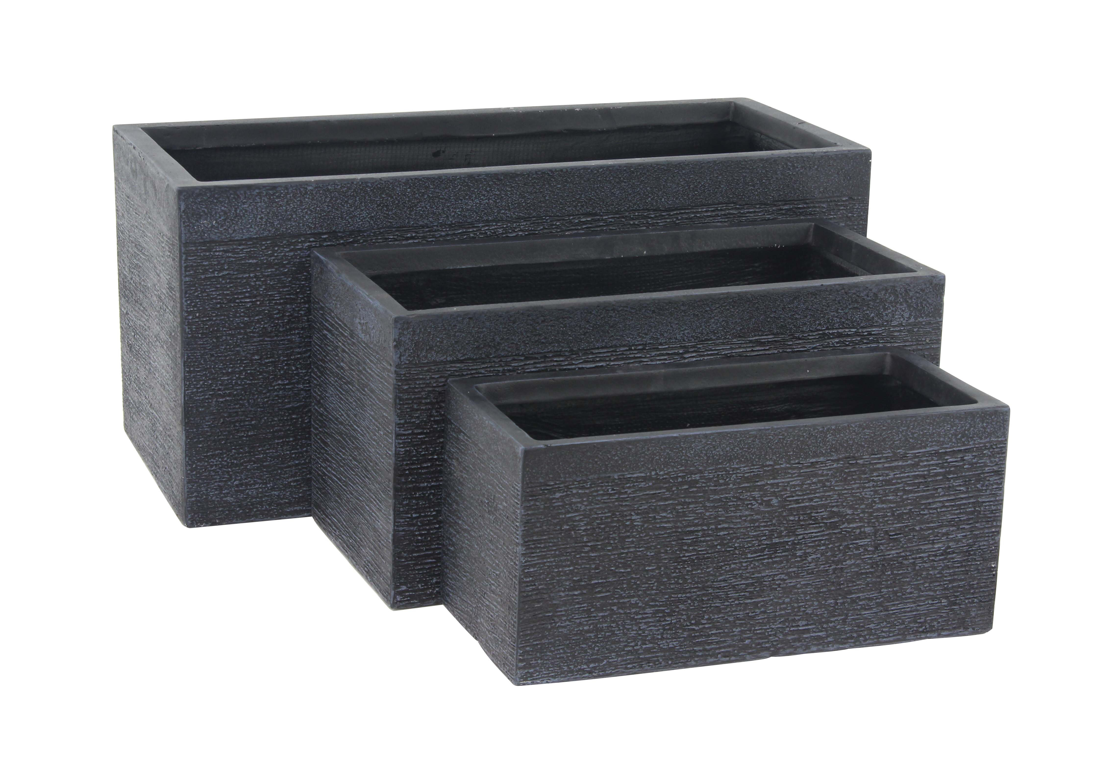 Cole Grey Modern Rectangular 3 Piece Clay Planter Box Set Wayfair