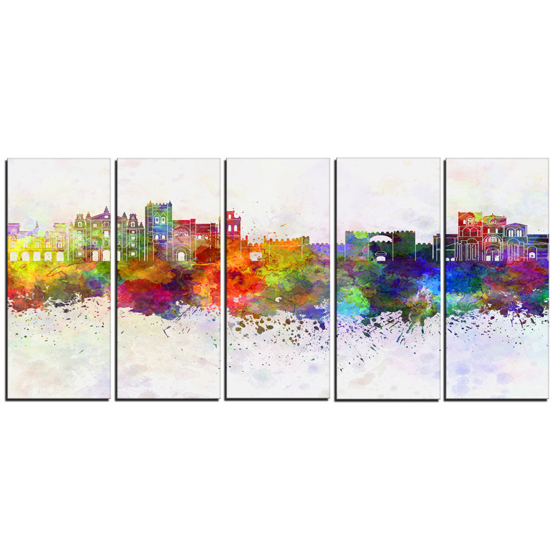 Designart Avila Skyline Cityscape 5 Piece Painting Print On