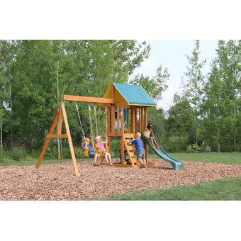 spring meadow wooden swing set