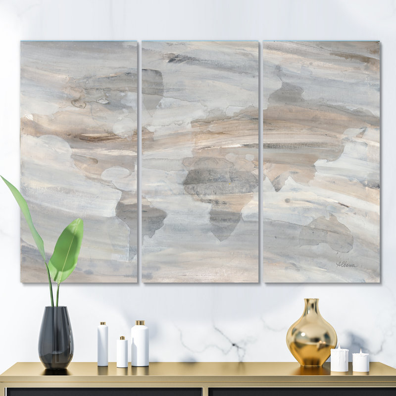 East Urban Home Misty World Map Painting Multi Piece Image On Canvas Wayfair